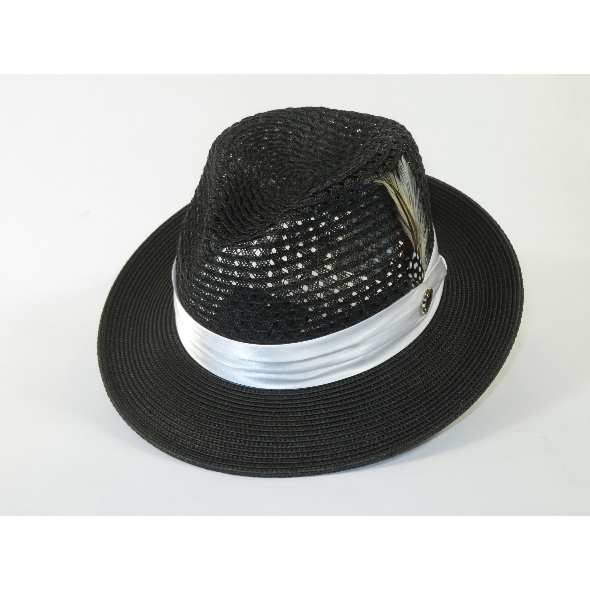 Men's Braided Straw Hat BRUNO CAPELO JULIAN JU933 Black/White