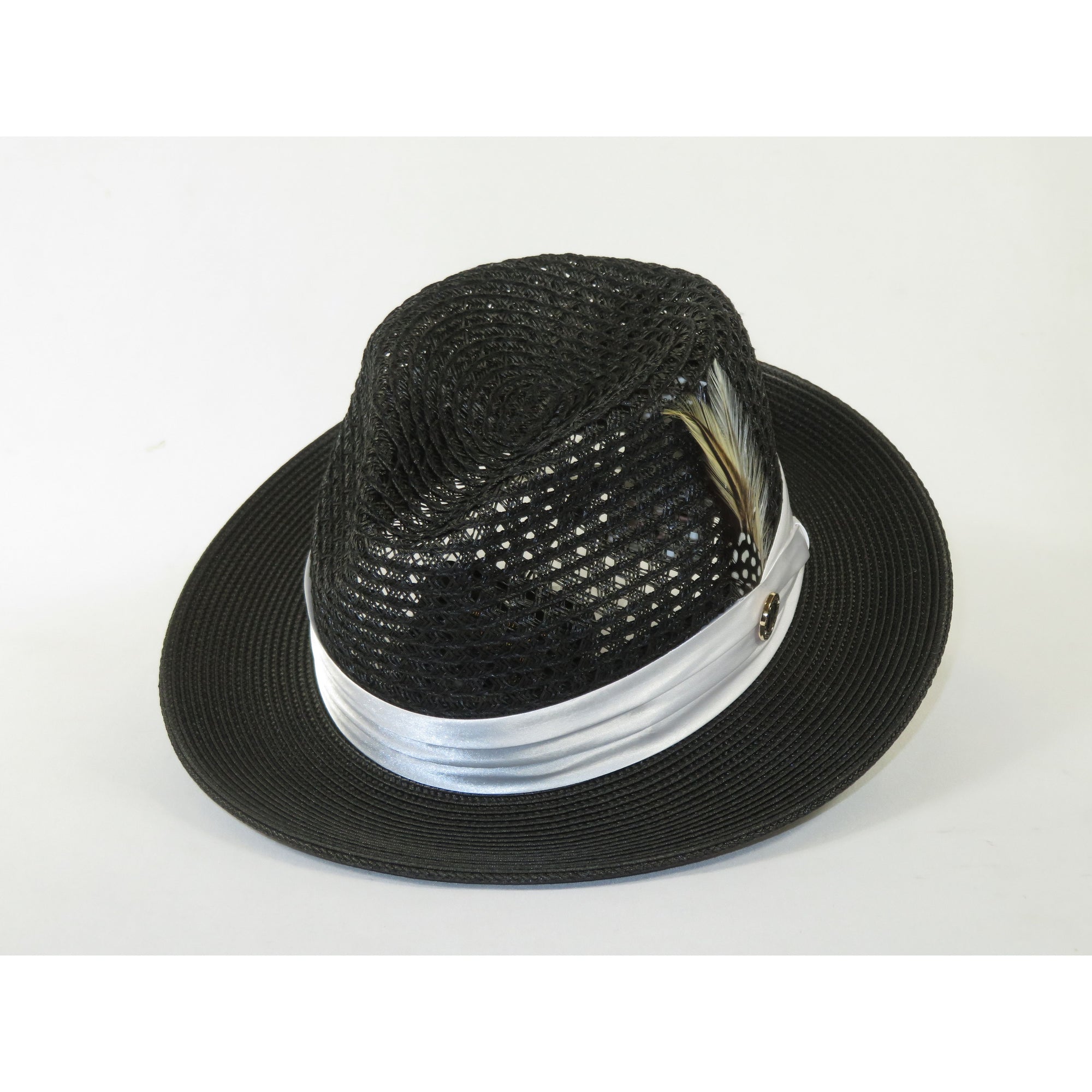 Men's Braided Straw Hat BRUNO CAPELO JULIAN JU933 Black/White