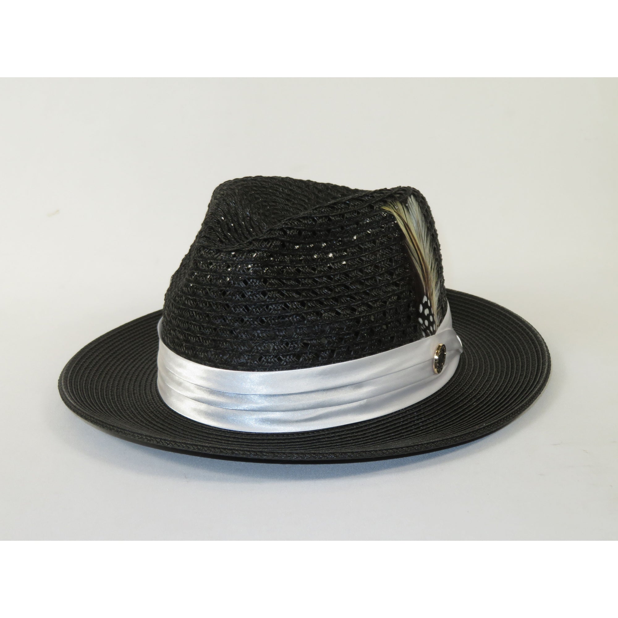 Men's Braided Straw Hat BRUNO CAPELO JULIAN JU933 Black/White