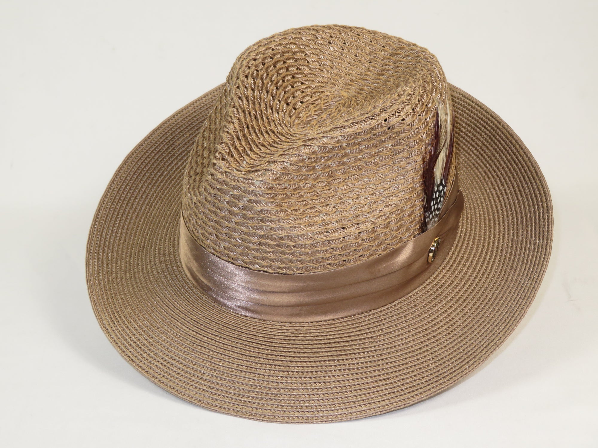 Men's Summer Spring Braid Straw style Hat by BRUNO CAPELO JULIAN Taupe