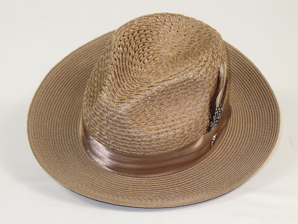 Men's Summer Spring Braid Straw style Hat by BRUNO CAPELO JULIAN Taupe