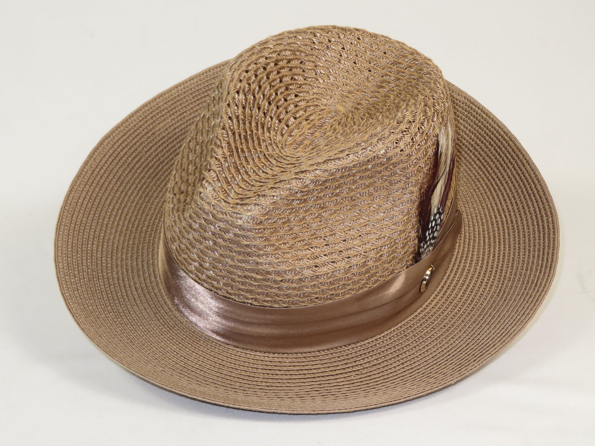 Men's Summer Spring Braid Straw style Hat by BRUNO CAPELO JULIAN Taupe