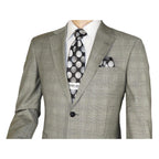 Men Suit BERLUSCONI Turkey Italian Wool 180's Glenn Plaid K167-06 Black White