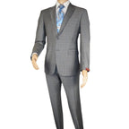 Men Suit BERLUSCONI Turkey Italian Wool 180's Glenn Plaid K230-12 Gray Blue