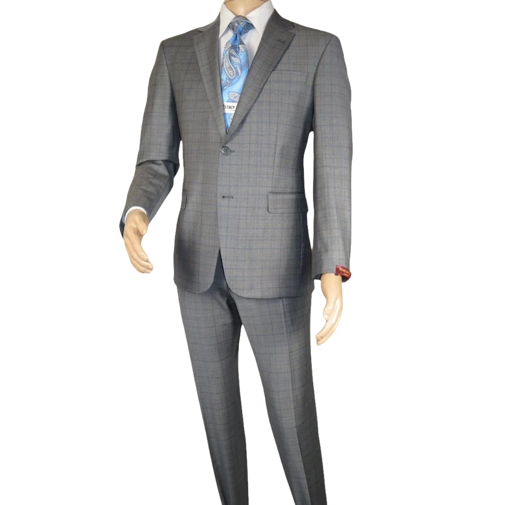 Men Suit BERLUSCONI Turkey Italian Wool 180's Glenn Plaid K230-12 Gray Blue