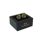 Cufflinks By La Madre From Turkey Solid Stainless Steel LA-2 Black Gold Checkers