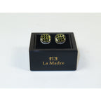 Cufflinks By La Madre From Turkey Solid Stainless Steel LA-2 Black Gold Checkers