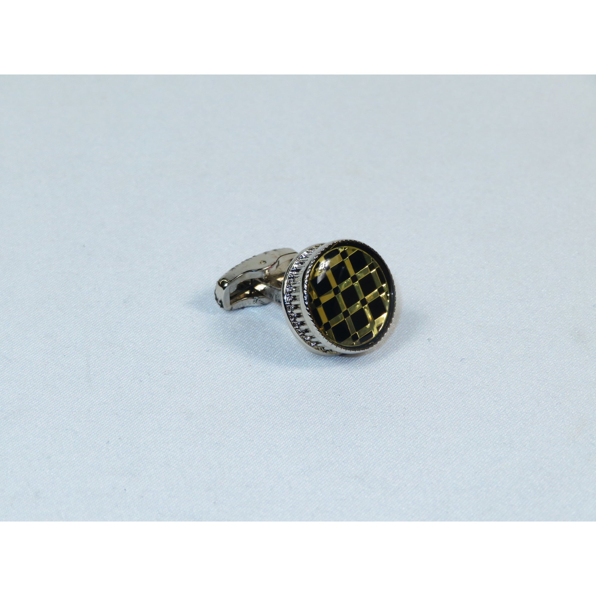 Cufflinks By La Madre From Turkey Solid Stainless Steel LA-2 Black Gold Checkers