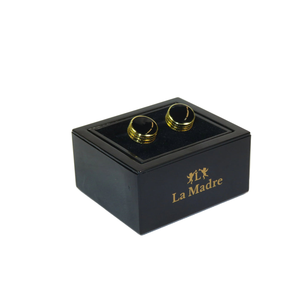 Cufflinks By La Madre From Turkey Solid Stainless Steel LA-10 Black/Gold