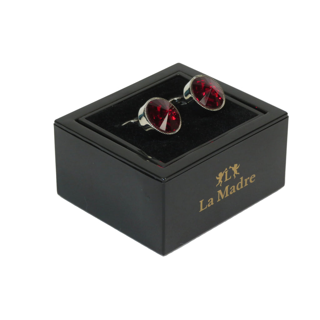 Cufflinks By La Madre From Turkey Solid Stainless Steel LA-12 Burgundy