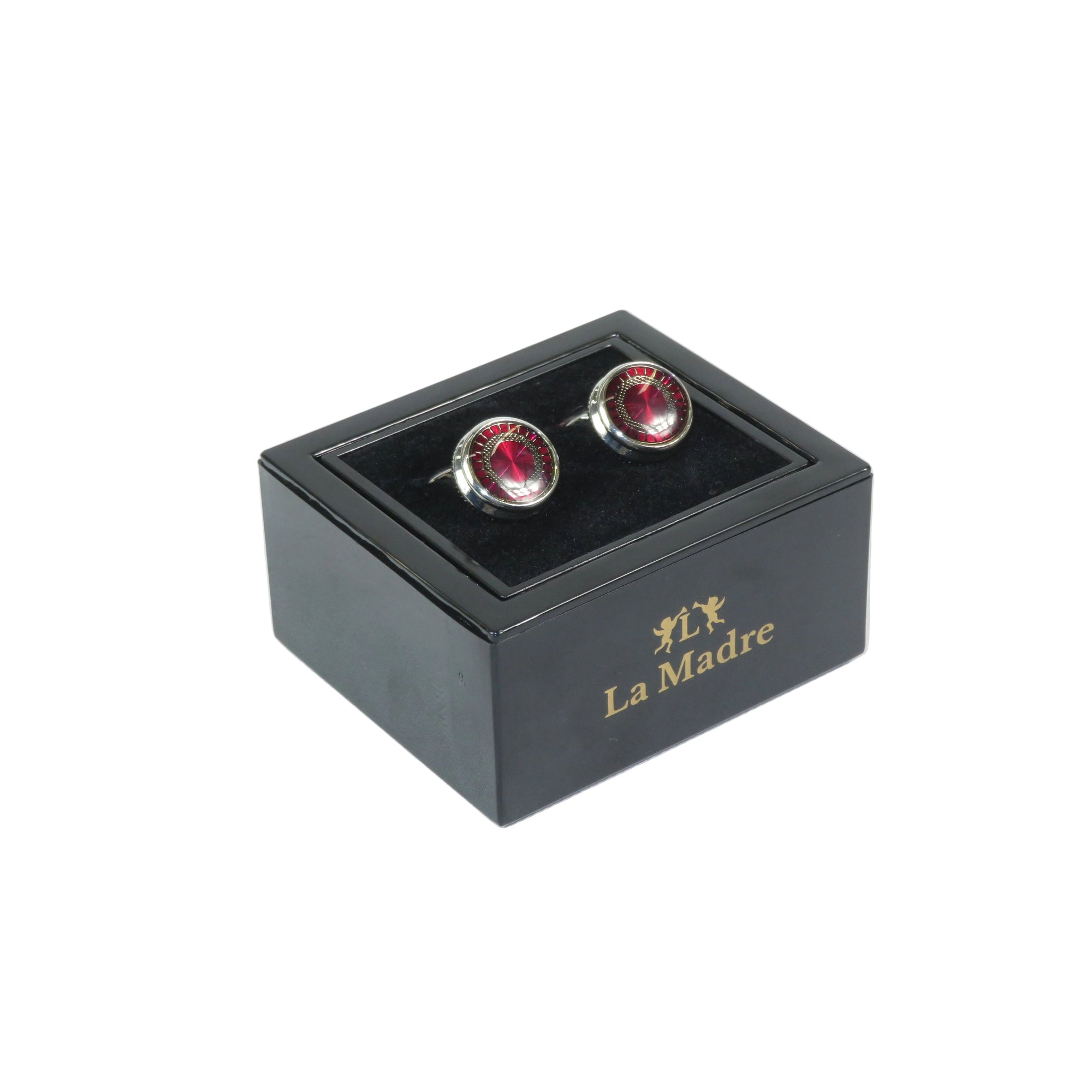 Cufflinks By La Madre From Turkey Solid Stainless Steel LA-13 Burgundy