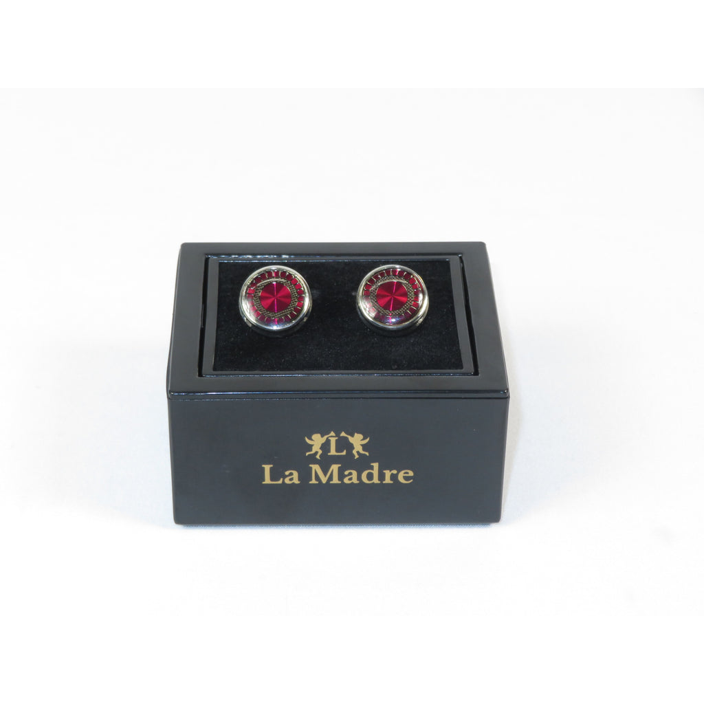 Cufflinks By La Madre From Turkey Solid Stainless Steel LA-13 Burgundy