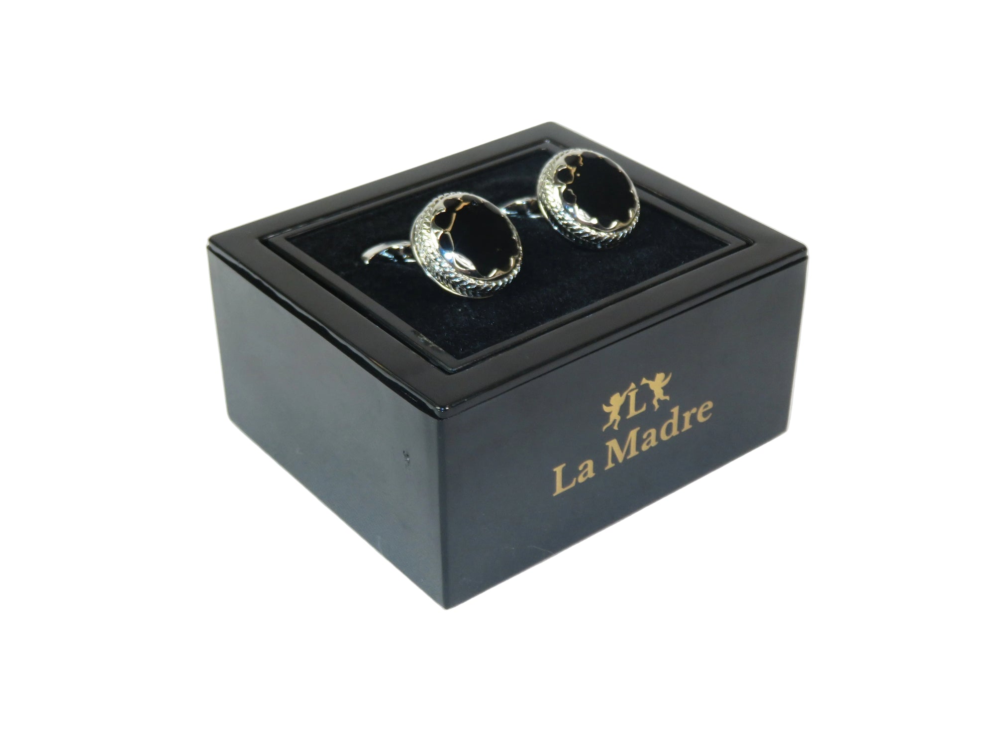 Cufflinks By La Madre From Turkey Solid Stainless Steel LA-14 Black