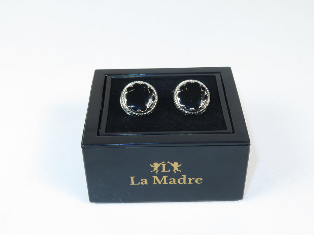 Cufflinks By La Madre From Turkey Solid Stainless Steel LA-14 Black