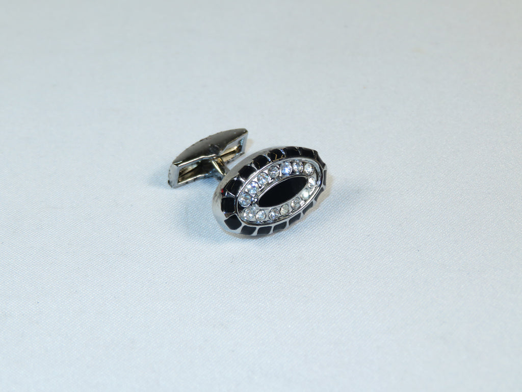 Cufflinks By La Madre From Turkey Solid Stainless Steel LA-19 Silver Diamond Oval