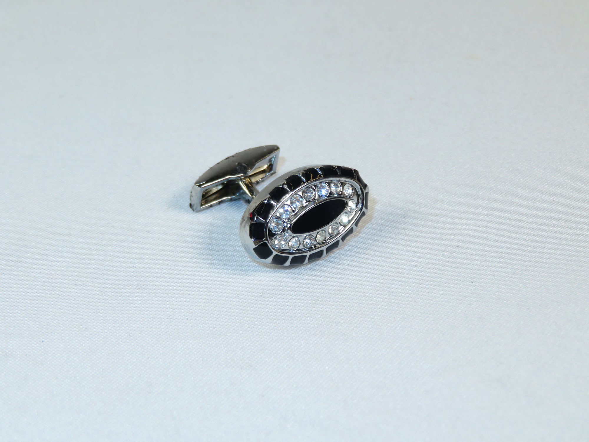Cufflinks By La Madre From Turkey Solid Stainless Steel LA-19 Silver Diamond Oval