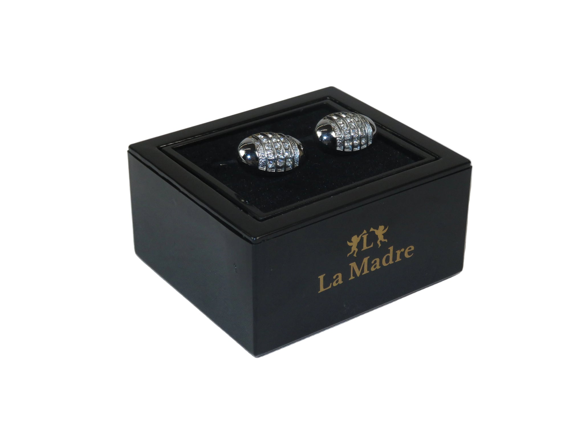 Cufflinks By La Madre From Turkey Solid Stainless Steel LA-20 Silver Diamond Oval