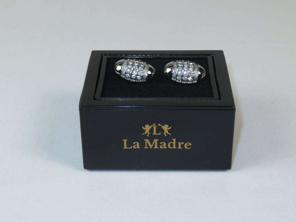 Cufflinks By La Madre From Turkey Solid Stainless Steel LA-20 Silver Diamond Oval