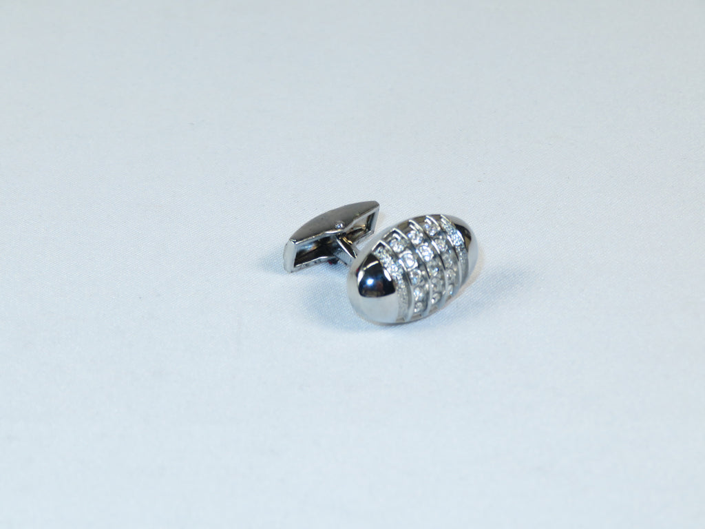 Cufflinks By La Madre From Turkey Solid Stainless Steel LA-20 Silver Diamond Oval