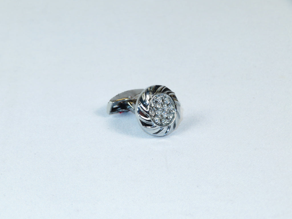 Cufflinks By La Madre From Turkey Solid Stainless Steel LA-21 Silver Diomand Round