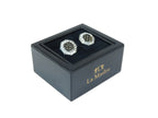 Cufflinks By La Madre From Turkey Solid Stainless Steel LA-22 Silver Black Diamond