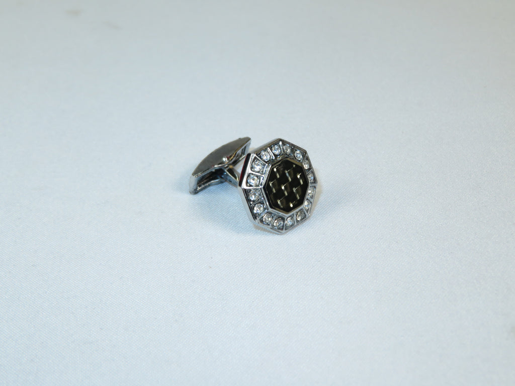 Cufflinks By La Madre From Turkey Solid Stainless Steel LA-22 Silver Black Diamond