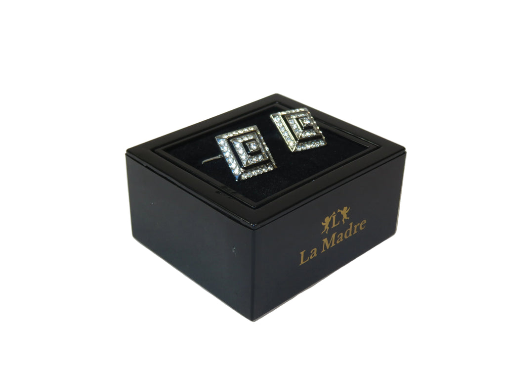 Cufflinks By La Madre From Turkey Solid Stainless Steel LA-23 Silver Diamond