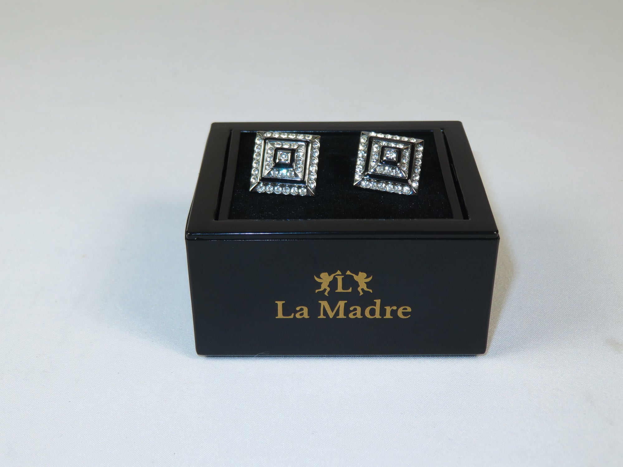 Cufflinks By La Madre From Turkey Solid Stainless Steel LA-23 Silver Diamond
