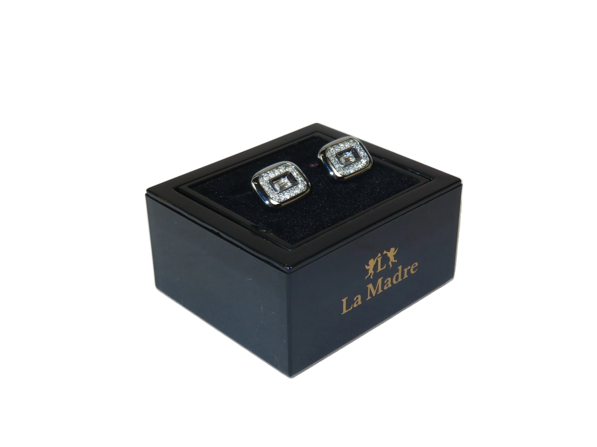 Cufflinks By La Madre From Turkey Solid Stainless Steel LA-24 Silver Diamond