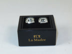 Cufflinks By La Madre From Turkey Solid Stainless Steel LA-24 Silver Diamond
