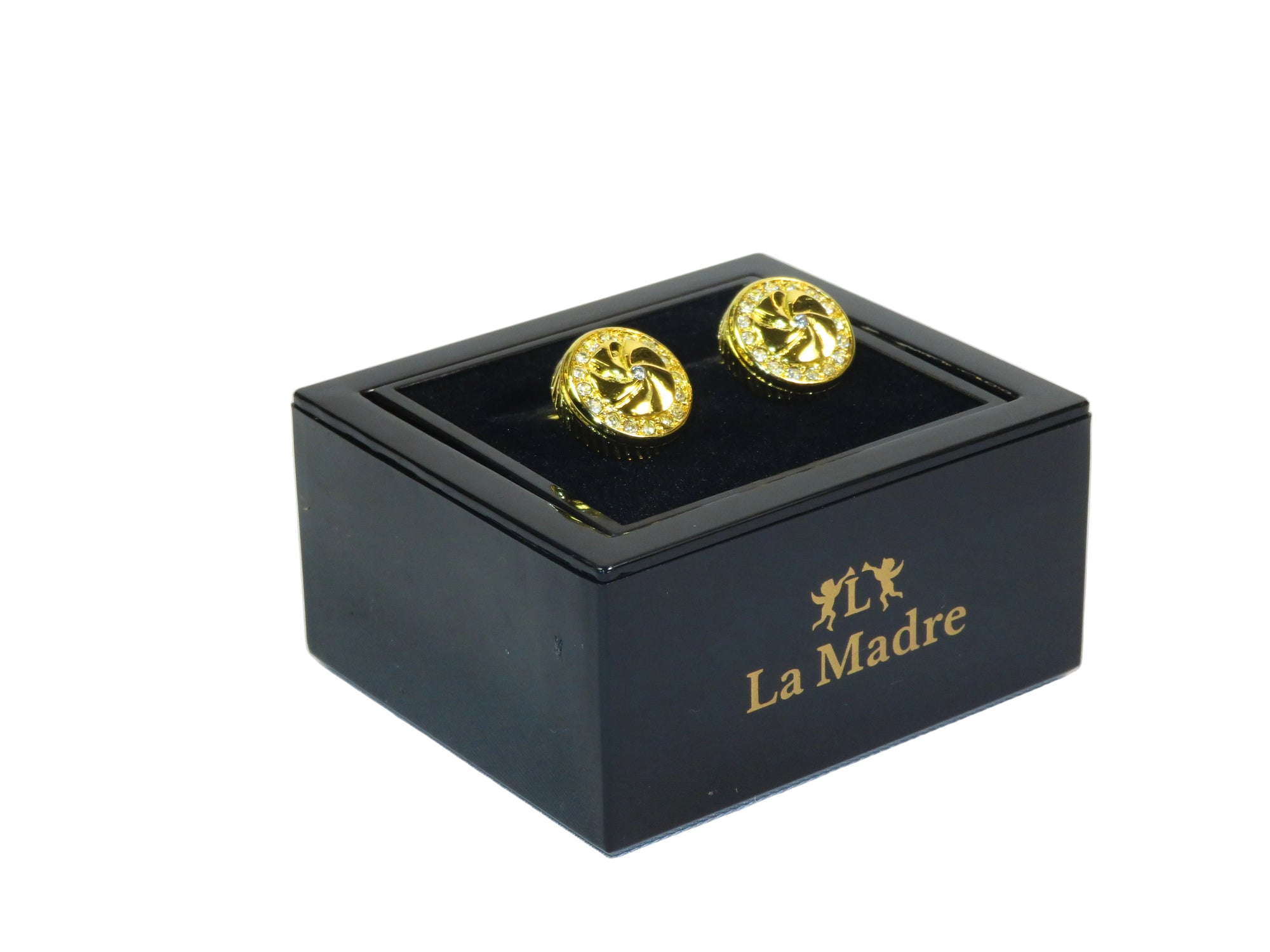Cufflinks By La Madre From Turkey Solid Stainless Steel LA-3 Gold Diamond