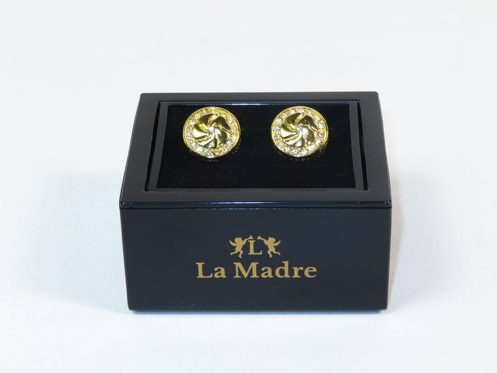 Cufflinks By La Madre From Turkey Solid Stainless Steel LA-3 Gold Diamond