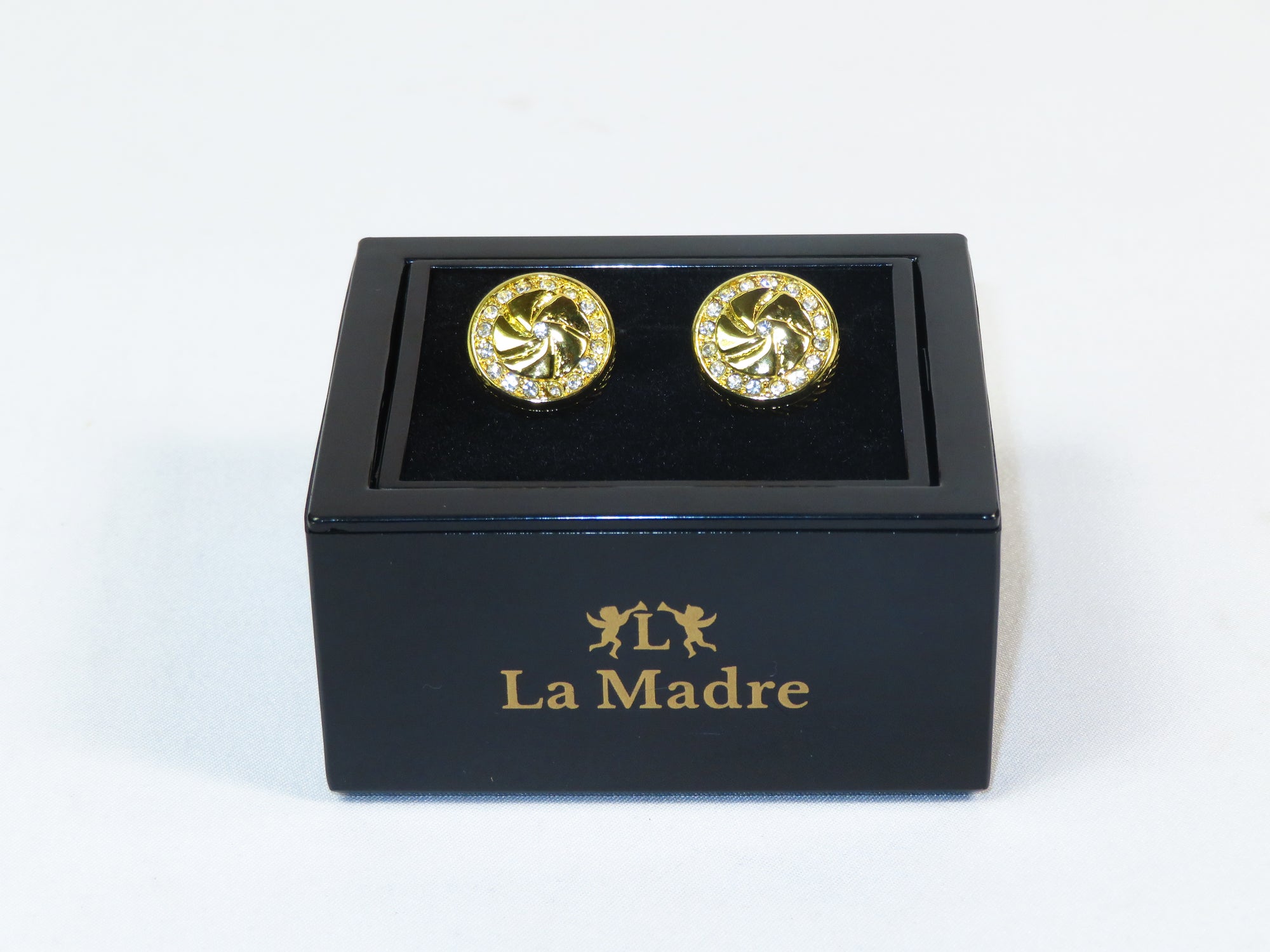 Cufflinks By La Madre From Turkey Solid Stainless Steel LA-3 Gold Diamond