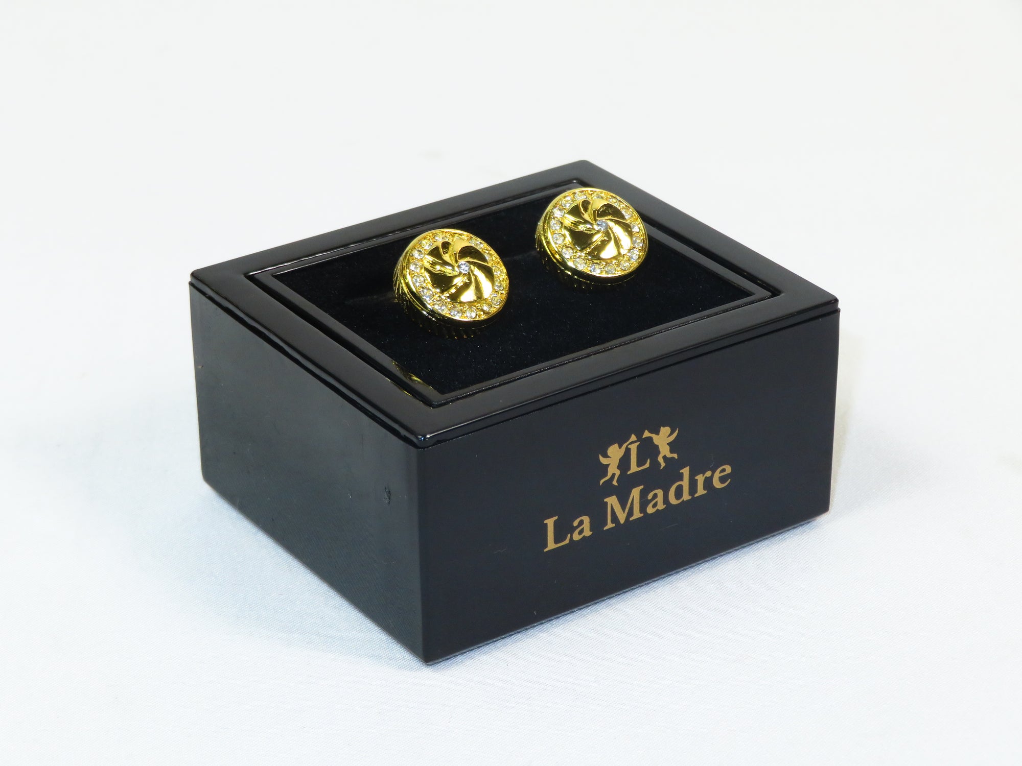 Cufflinks By La Madre From Turkey Solid Stainless Steel LA-3 Gold Diamond