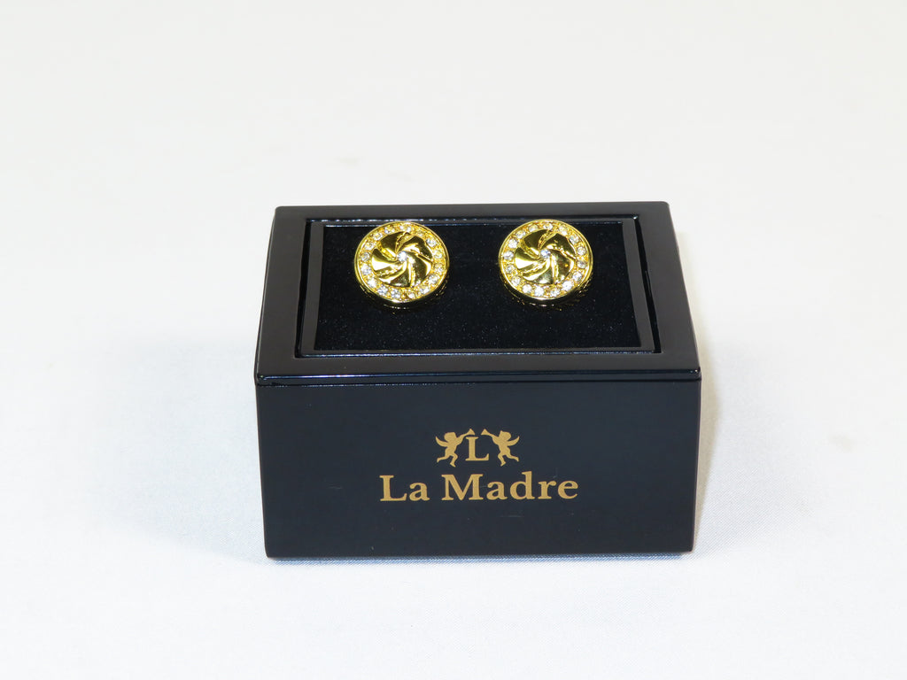 Cufflinks By La Madre From Turkey Solid Stainless Steel LA-3 Gold Diamond
