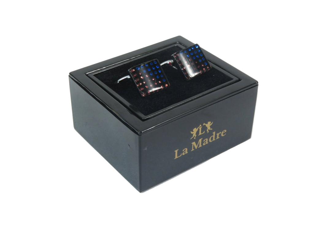 Cufflinks By La Madre From Turkey Solid Stainless Steel LA-9 Rose/Blue