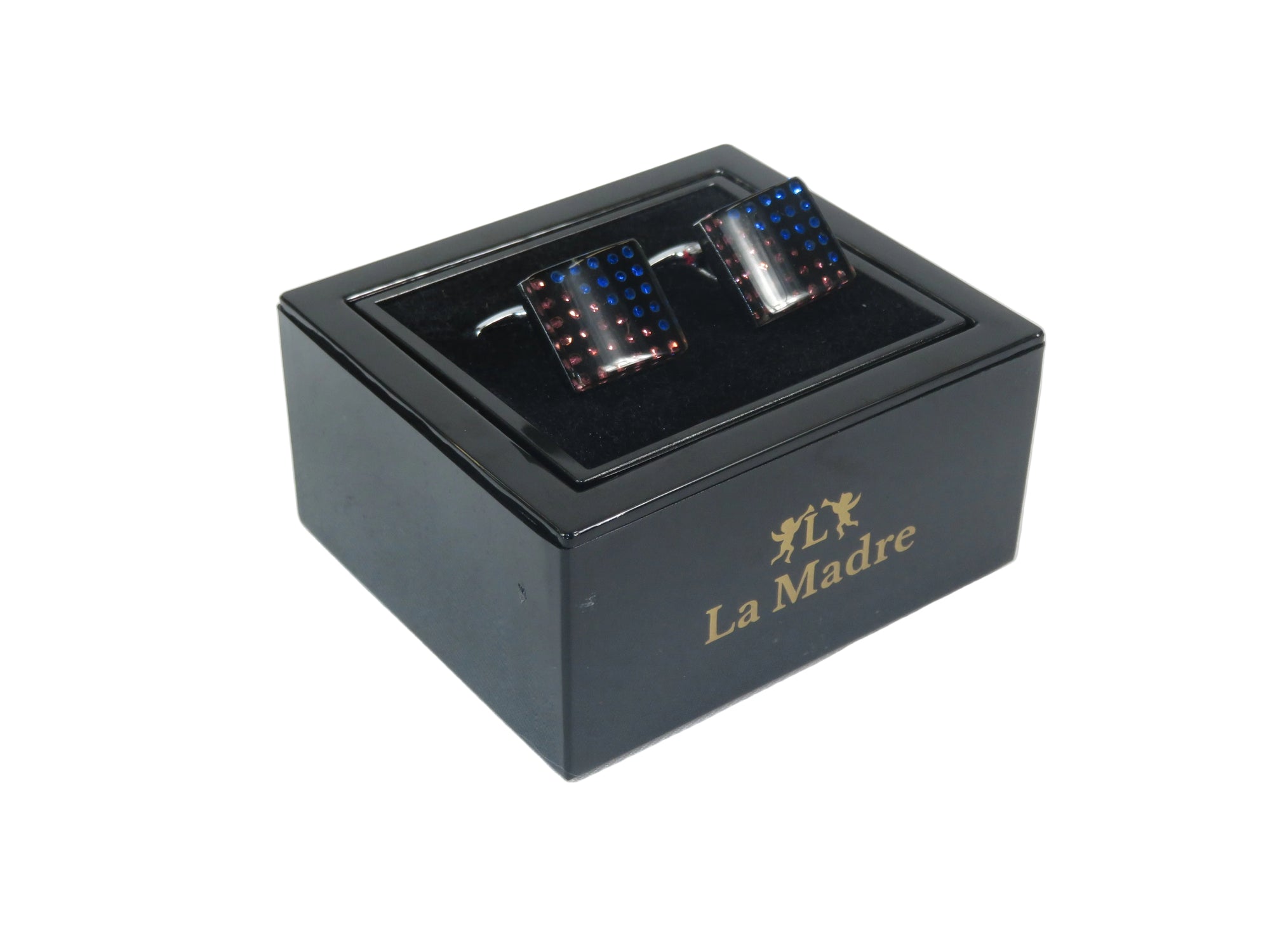 Cufflinks By La Madre From Turkey Solid Stainless Steel LA-9 Rose/Blue