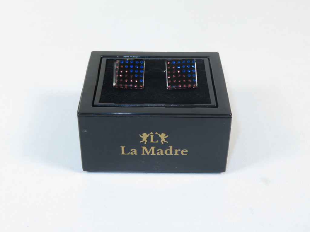 Cufflinks By La Madre From Turkey Solid Stainless Steel LA-9 Rose/Blue