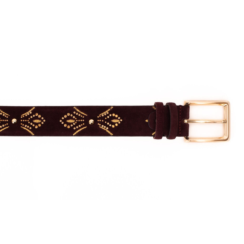 The Lazio Burgundy  Suede Leather Belt