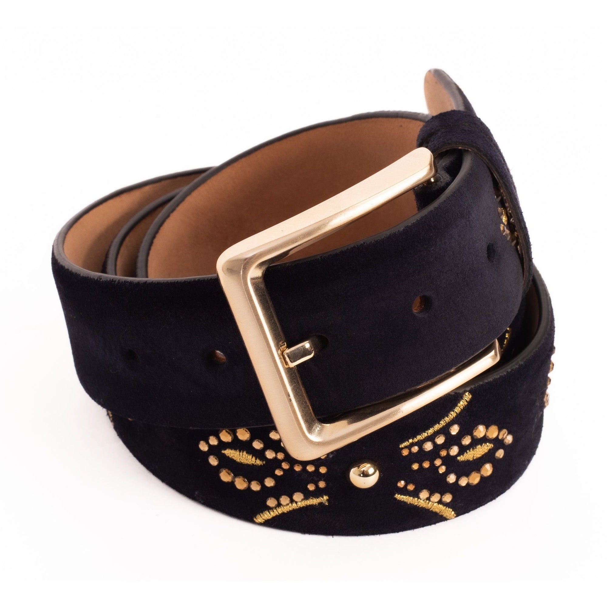 The Lazio Navy Blue Suede Leather Belt