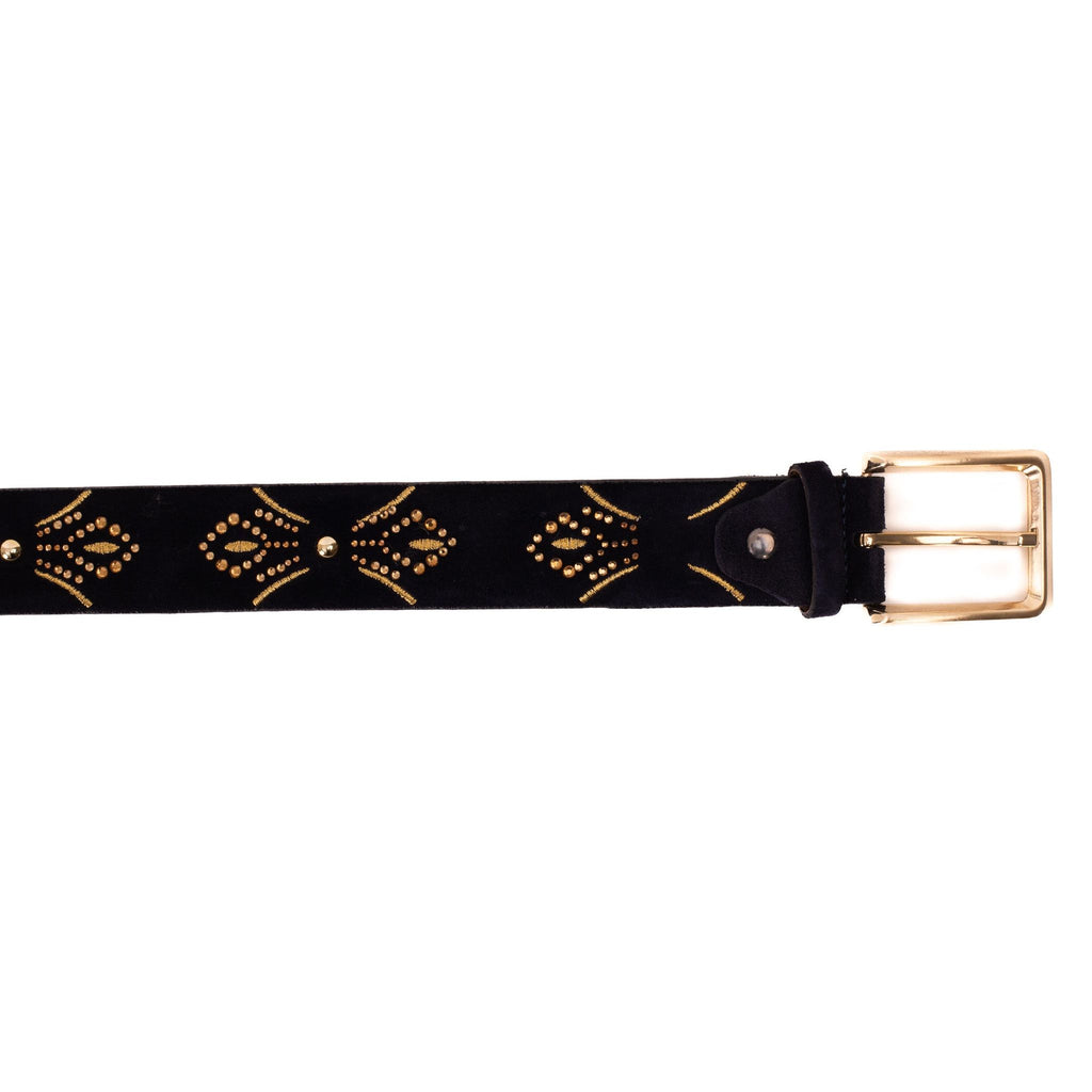 The Lazio Navy Blue Suede Leather Belt