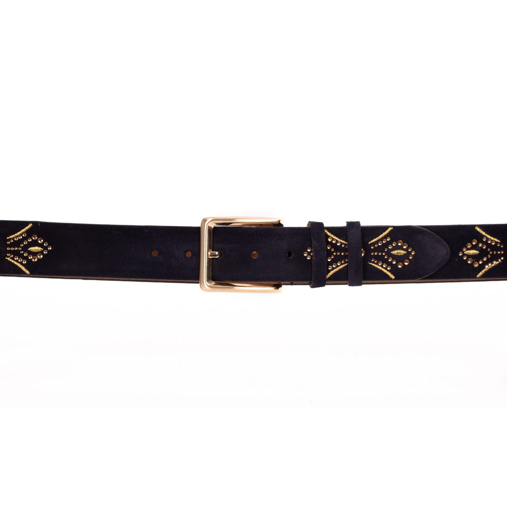 The Lazio Navy Blue Suede Leather Belt