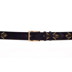 The Lazio Navy Blue Suede Leather Belt