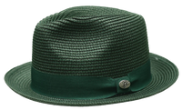 Men's Bently Semi Crushable Fedora Briad Straw Hat Leonardo LE235 Emerald Green