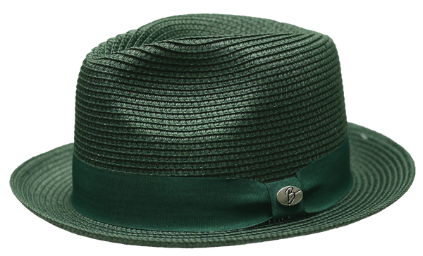 Men's Bently Semi Crushable Fedora Briad Straw Hat Leonardo LE235 Emerald Green