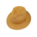 Men's Bently Semi Crushable Fedora Briad Straw Hat Leonardo LE238 Cognac Brown