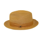 Men's Bently Semi Crushable Fedora Briad Straw Hat Leonardo LE238 Cognac Brown