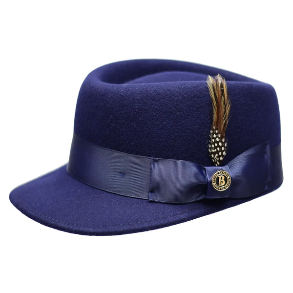 Men's LEGIONNAIRE Codet Cap Wool Felt Hat Telescope Crown LG102 Navy Blue
