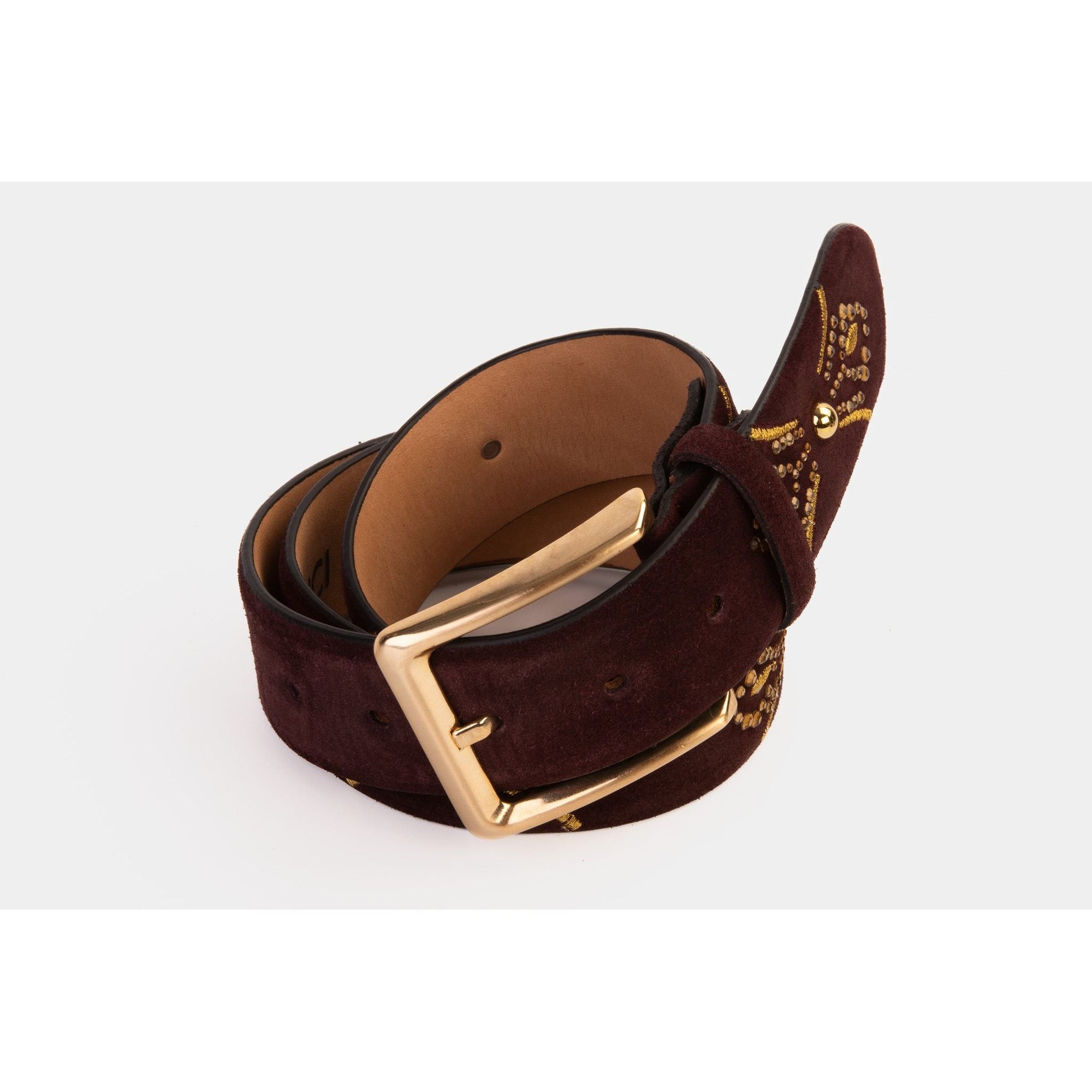 The Lazio Burgundy  Suede Leather Belt