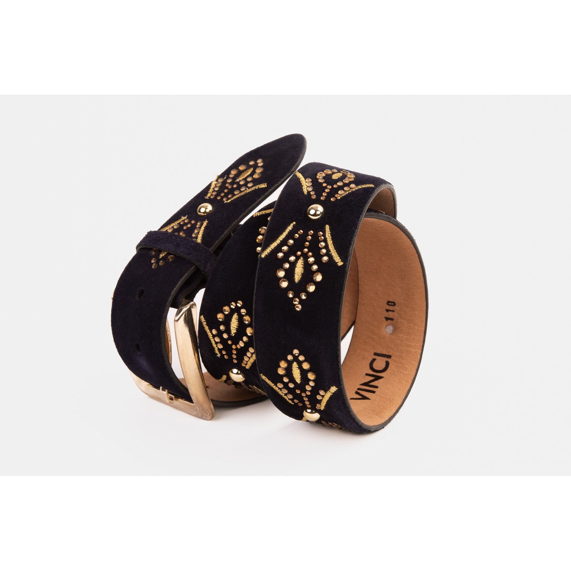The Lazio Navy Blue Suede Leather Belt